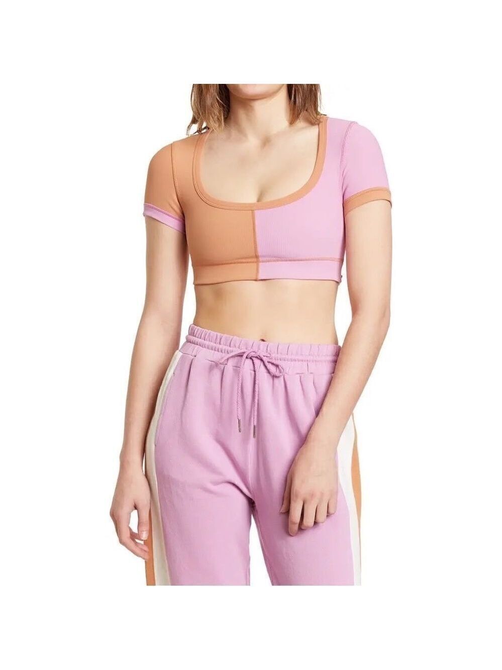 L Space Revolutions Ribbed Colorblock Crop Top Size Medium New NWT